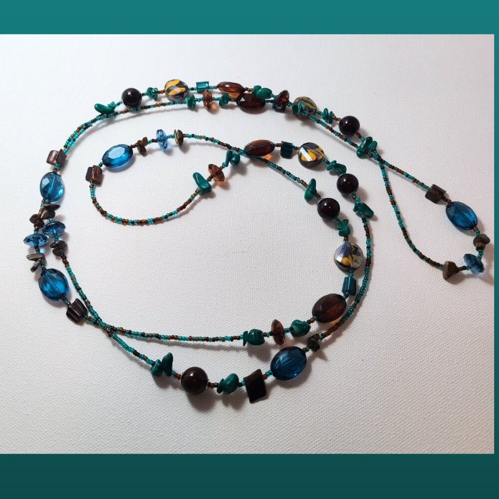 Boho Chic Multi-Color Beaded Necklace - 28”+ / Lightweight & Vibrant - Picture 5 of 7